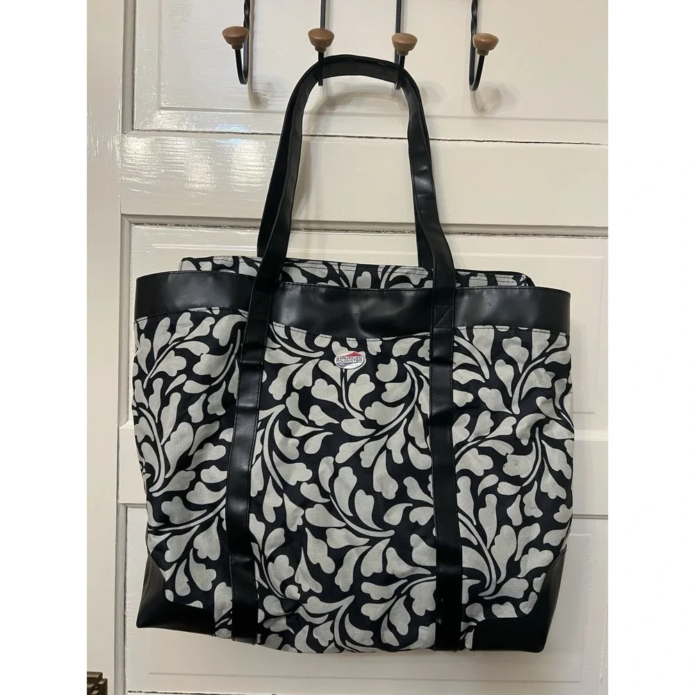 American Tourister Travel Bag Black & Gray Floral Print Carry On All 16x14x6